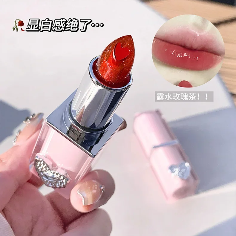 Gege Bearing Crystal Transparent feuchtigkeitsspendender Sandwich-Lippenstift Dudu Lip feuchtigkeitsspendender und feuchtigkeitsspendender, schlichter, nackter Lippenstift für das Gesicht