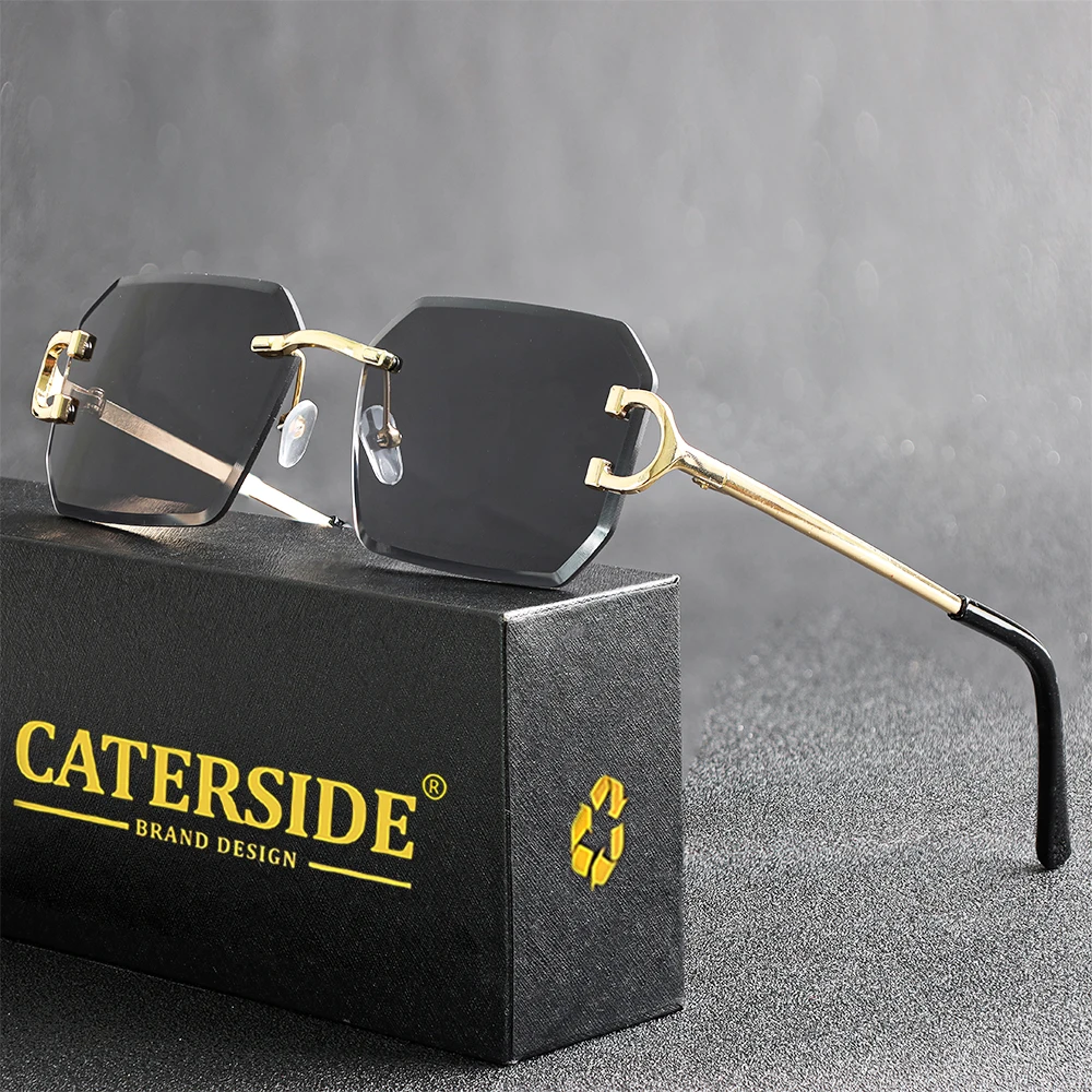 CATERSIDE-Óculos Poligonais Sem Fronteiras para Homens e Mulheres, Design de Marca de Moda, Lente Cortada, Óculos De Sol, Viagem Party Eyewear, Novo