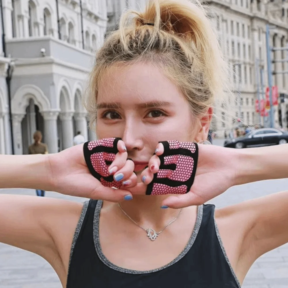 1 زوج تنفس رياضة نصف اصبع قفازات المضادة للانزلاق التباين اللون قفازات ركوب الدراجات سيليكون مكافحة خسر اللياقة البدنية قفازات الصالة الرياضية #1