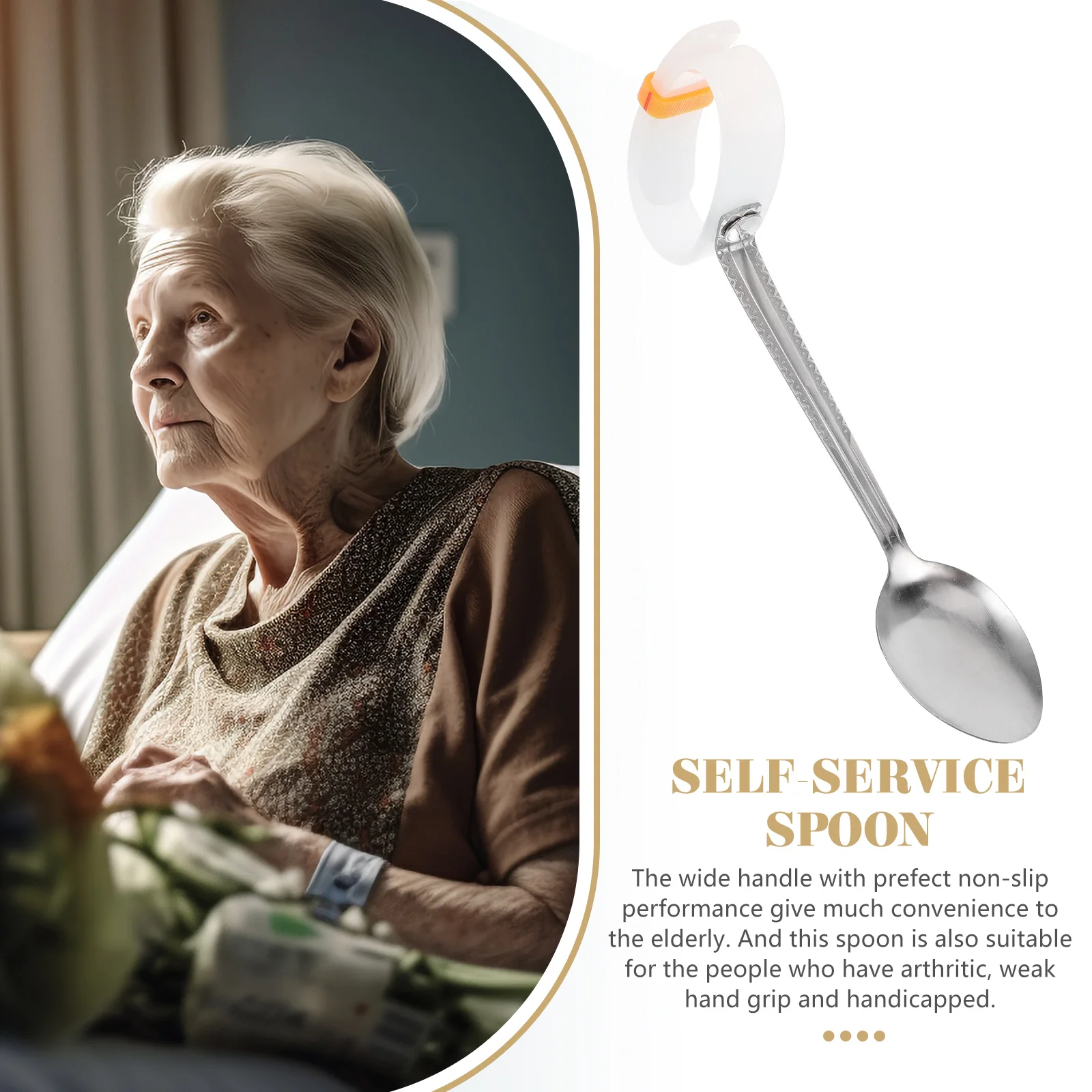 

Adaptive Spoon Elderly Training Equipment Anti skid Plastic Spoons Portable Tableware Disability Aids Lightweight Safe