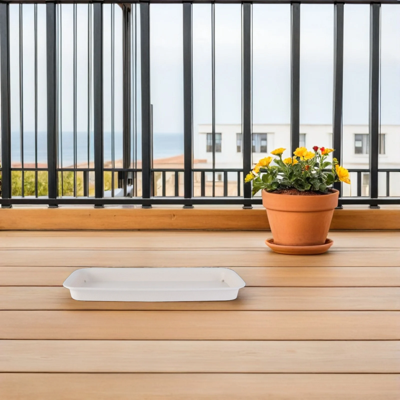 

2Pcs Rectangular Plastic Plant Saucers Drip Trays for Flower Pots Moisture Resistant Drainage Tray Indoor Outdoor Decor