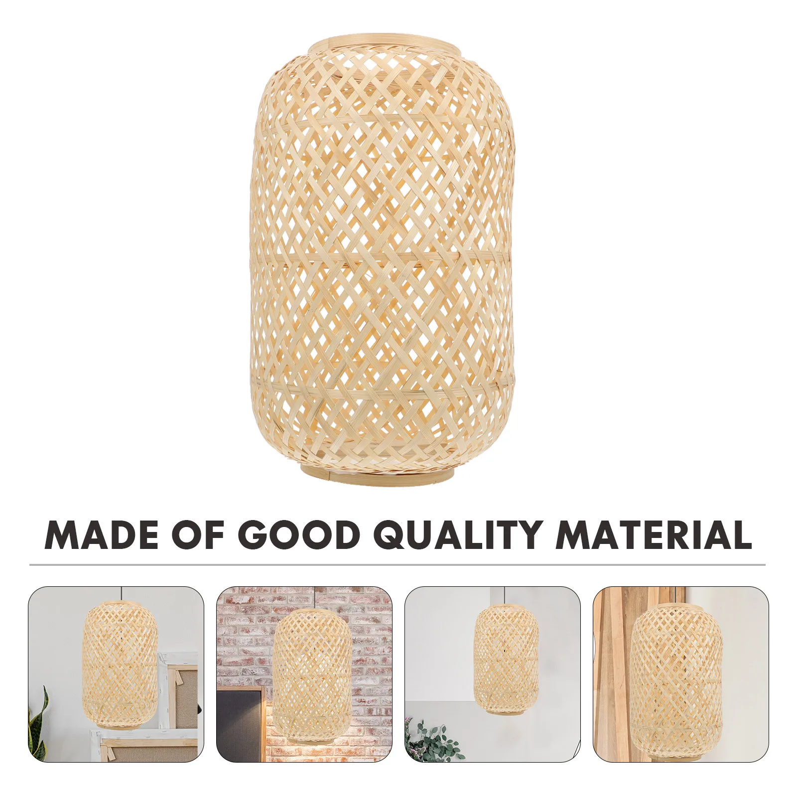 

1pc Bamboo Woven Lampshade Handmade Hanging Light Cover Rustic Home Decor Simple Chic Pendant Shade Durable Decorative