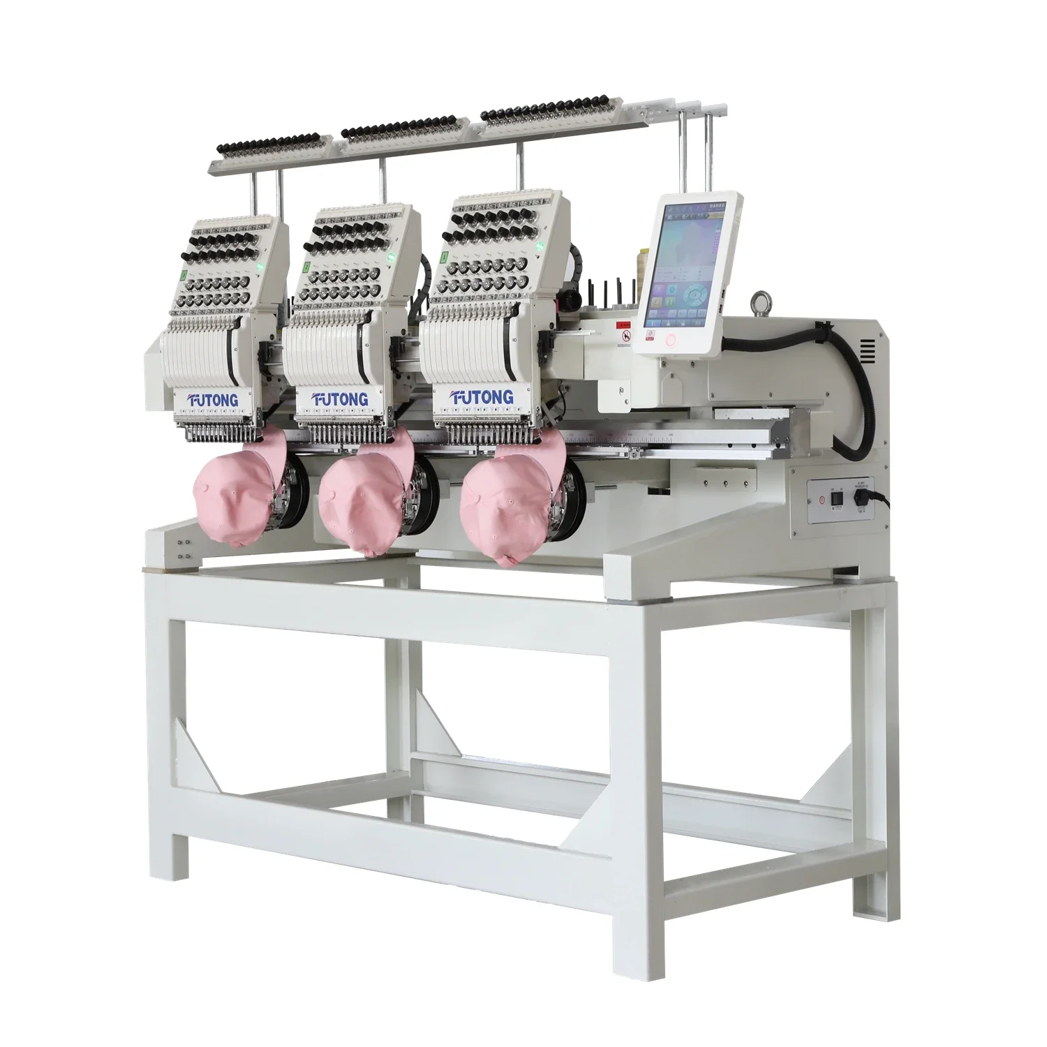 FT-CT1203HC Multifunction three 3 head cap flat T-shirt Easy Cording Embroidery machine