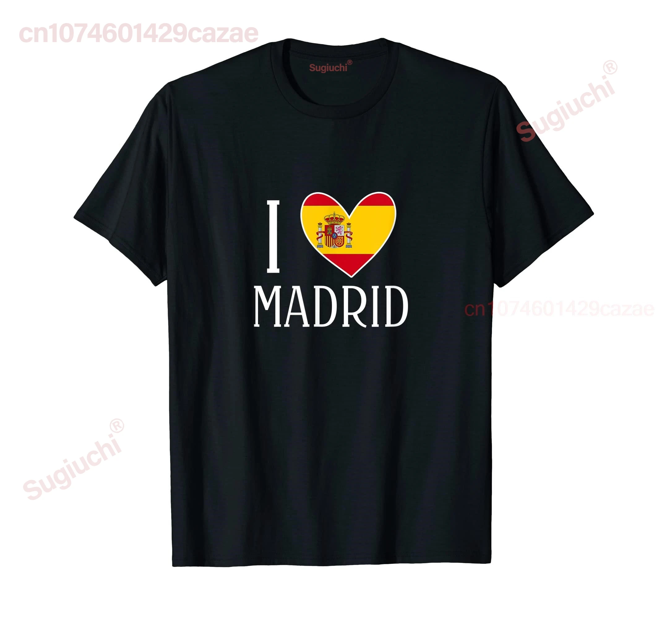 100% Cotton Madrid Spain I Love Madrid Spanish Heart Flag T-Shirt MEN WOMEN UNISEX T Shirts Size S-6XL