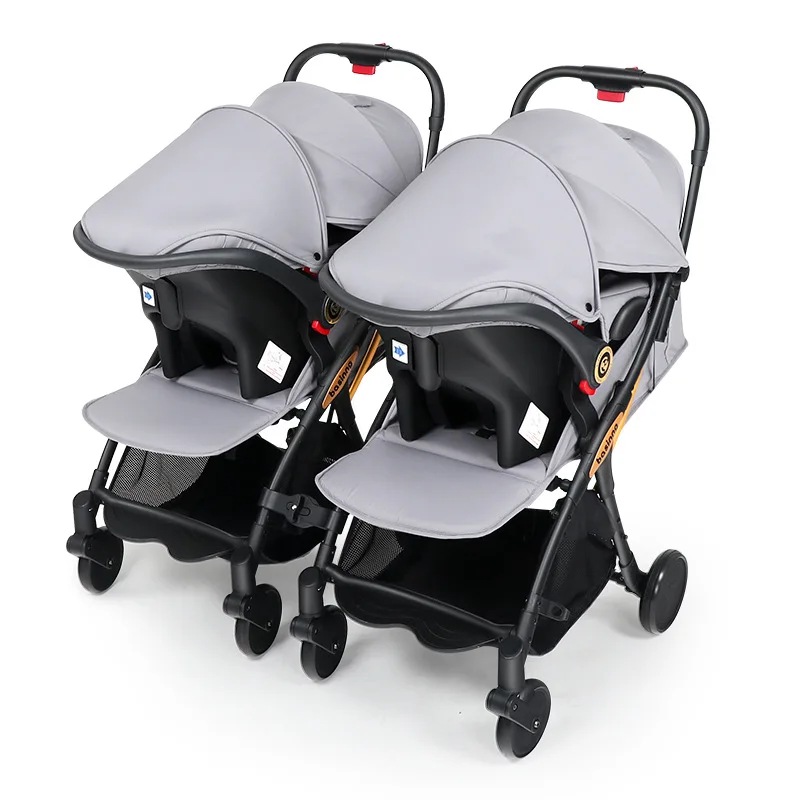 Twins Baby stroller with car seats 0-3 years lightweight baby stroller 3in1 four wheels Shock absorption folding for Two babies