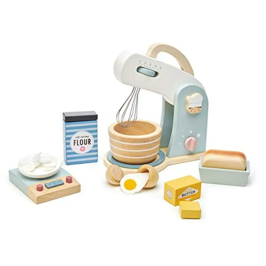 

Игровой набор для выпечки Tender Leaf Toys Mini Chef, 27 предметов, деревянный набор для смешивания, классическая игрушка для ролевых игр в повара, развивает социальные навыки