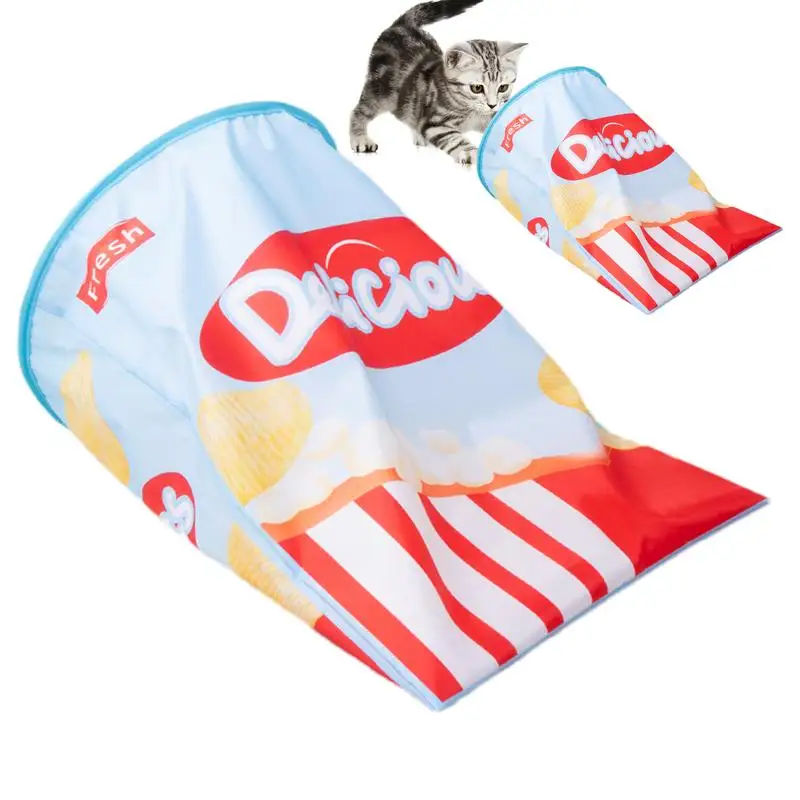 

Foldable Potato Chips Cats Tunnel Pet Interactive Training Toys With Plush Ball Pet Indoor Toy Drill Bucket Cat Tunnel Bag Toy