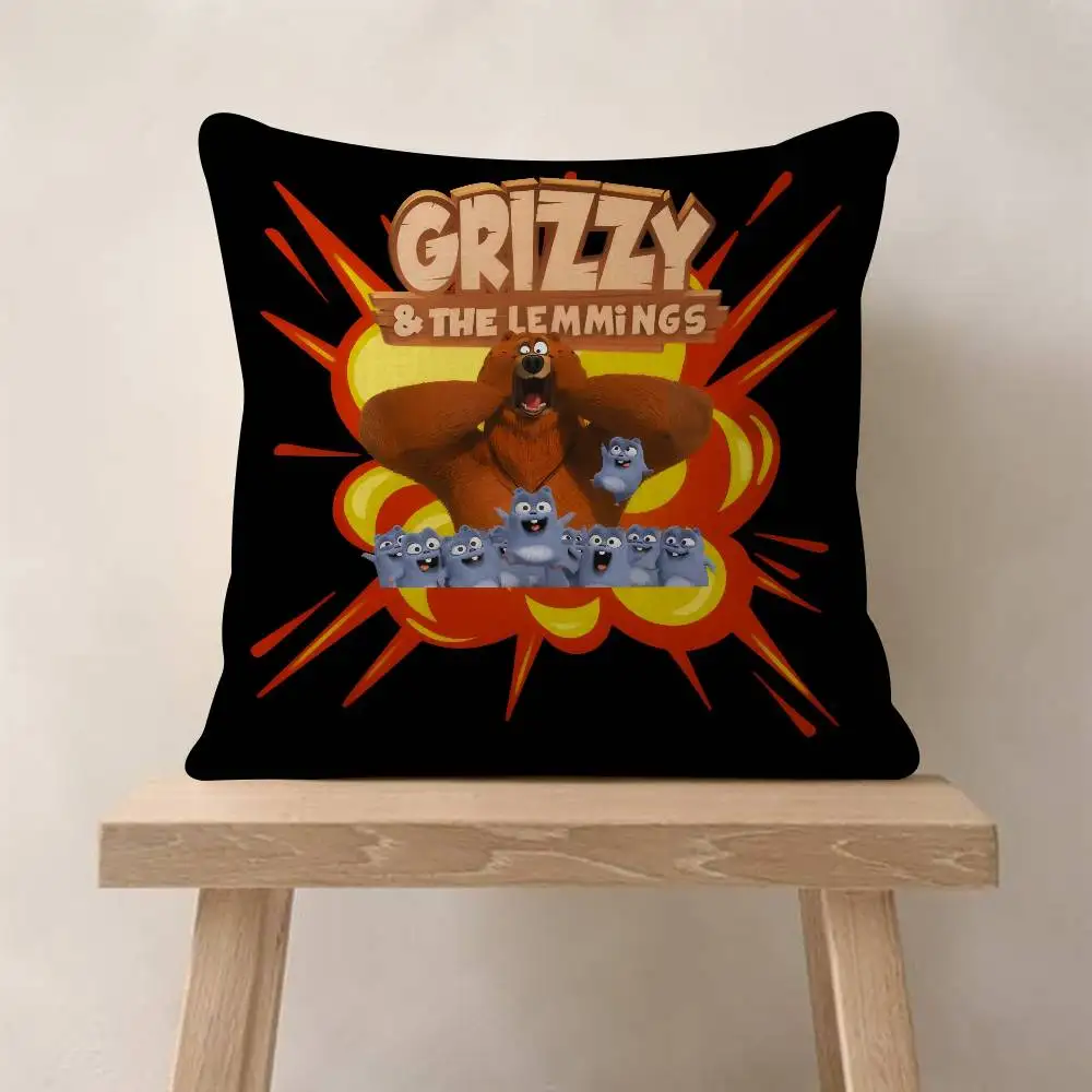Cartoon Grizzy and the Lemmings  Personalized Pillow Dust Cover Bedroom Kids Party Decoration Pillowcase Birthday Children Gift view 5