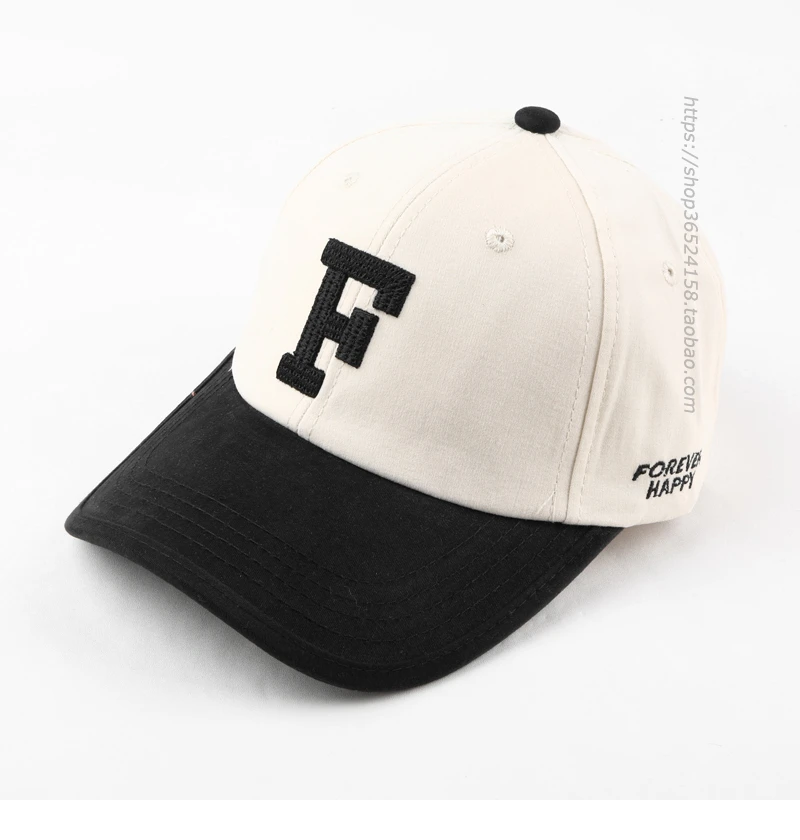 Embroidered Letter Large F Casual All-Matching Baseball Cap Japanese Wide Brim plus-Sized Color Matching Peaked Cap for Women