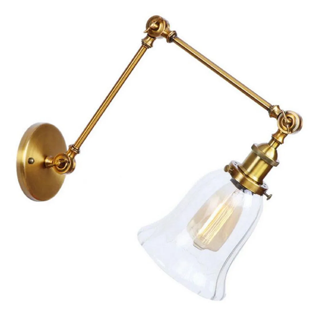 

Vintage Wall Sconces Lamp Bronze Plated Double Mechanica Arm Glass Lampshade Decorative Wall Light Sconce Fixture Wandleuchte