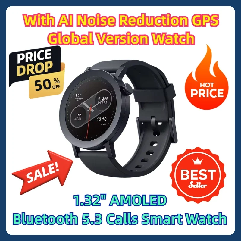 

With AI Noise Reduction GPS Global Version Watch 1.32" AMOLED Bluetooth 5.3 BT Calls Smart Watch