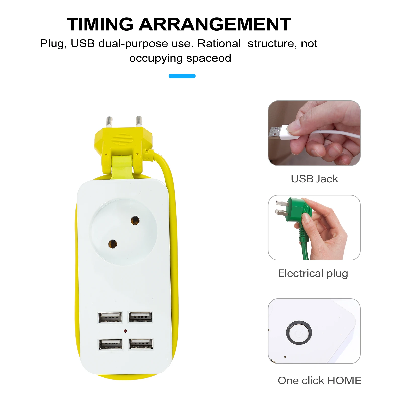 

Usb Power Outlet Multifunctional Plug Board For Home Office Charging Sockets Durable Lightweight Pc Material Extension