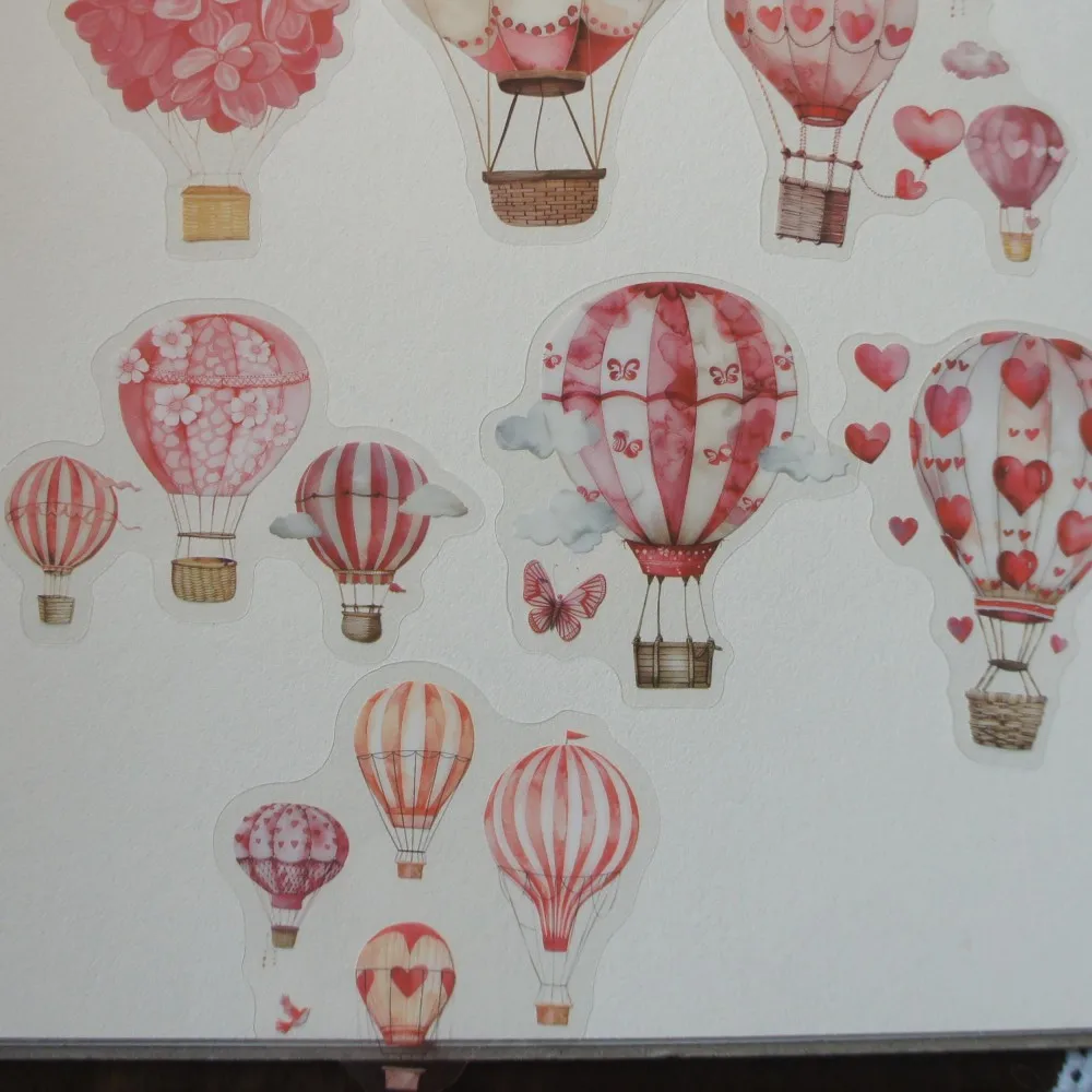 

18pcs Colorful Cute Hot Air Balloon Style PVC Sticker Scrapbooking DIY Gift Label Decoration Tag
