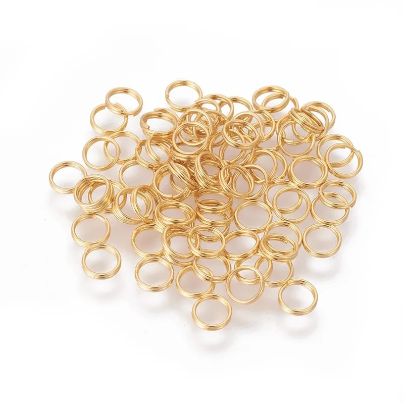 50pcs 304 Stainless Steel Split Rings Double Loops Jump Rings Real 18K Gold Plated 5x1mm Inner Diameter: 4mm Single Wire: 0.5mm