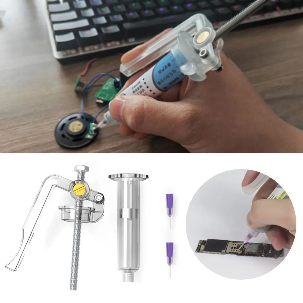 Portable Welding Accessories Alloy Steel Tube Piston Plunger Dispenser Solder Paste Booster Manual Syringe Propulsion Tool