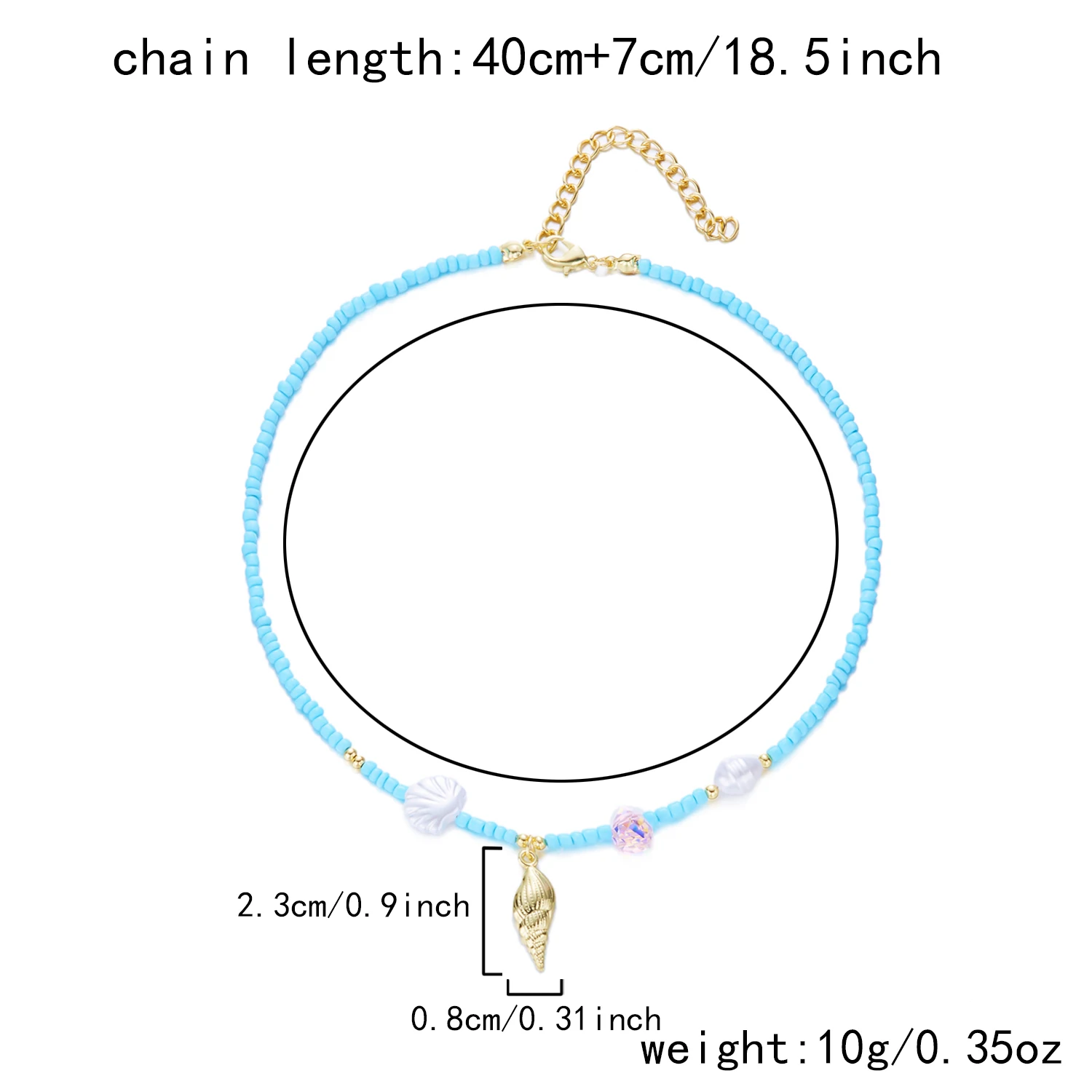 Boho Weiße Reisperlen-Halskette für Frauen Niedlicher Fisch-Imitationsperlen-Anhänger Bunter Choker Sommer Strand Y2K Halsschmuck Geschenk – Detail 12