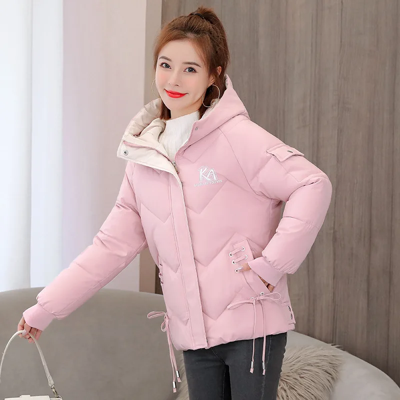 

Hooded Thick Warm Coats Fashion Female Letters Print Jacket Women's Cotton Padded Parka Outerwear 2021 New Parkas Winter Jackets