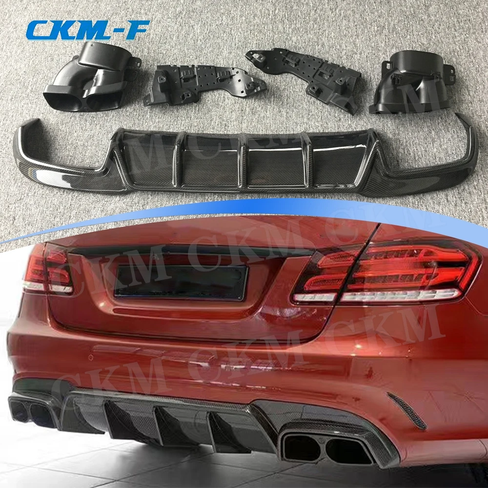 

For W212 E63 Carbon Fiber Rear Bumper Lip Spoiler For Mercedes Benz E Class E260 E300 E400 AMG 2014-2016 FRP Rear Diffuser Tips