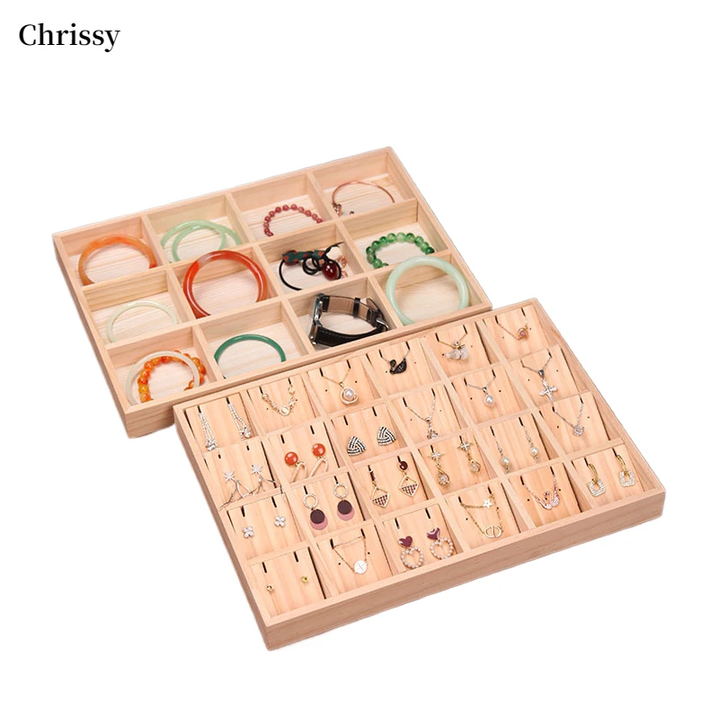 

Wooden Jewelry Display Stackable Exquisite Jewellery Holder Portable Ring Earrings Necklace Organizer Box organizator