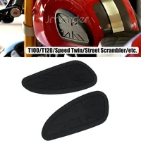 Almohadilla de tanque Retro Universal para T100 T120 Scrambler Thruxton, pegatinas laterales para tanque de combustible y Gas, pegatina protectora para empuñaduras de rodilla
