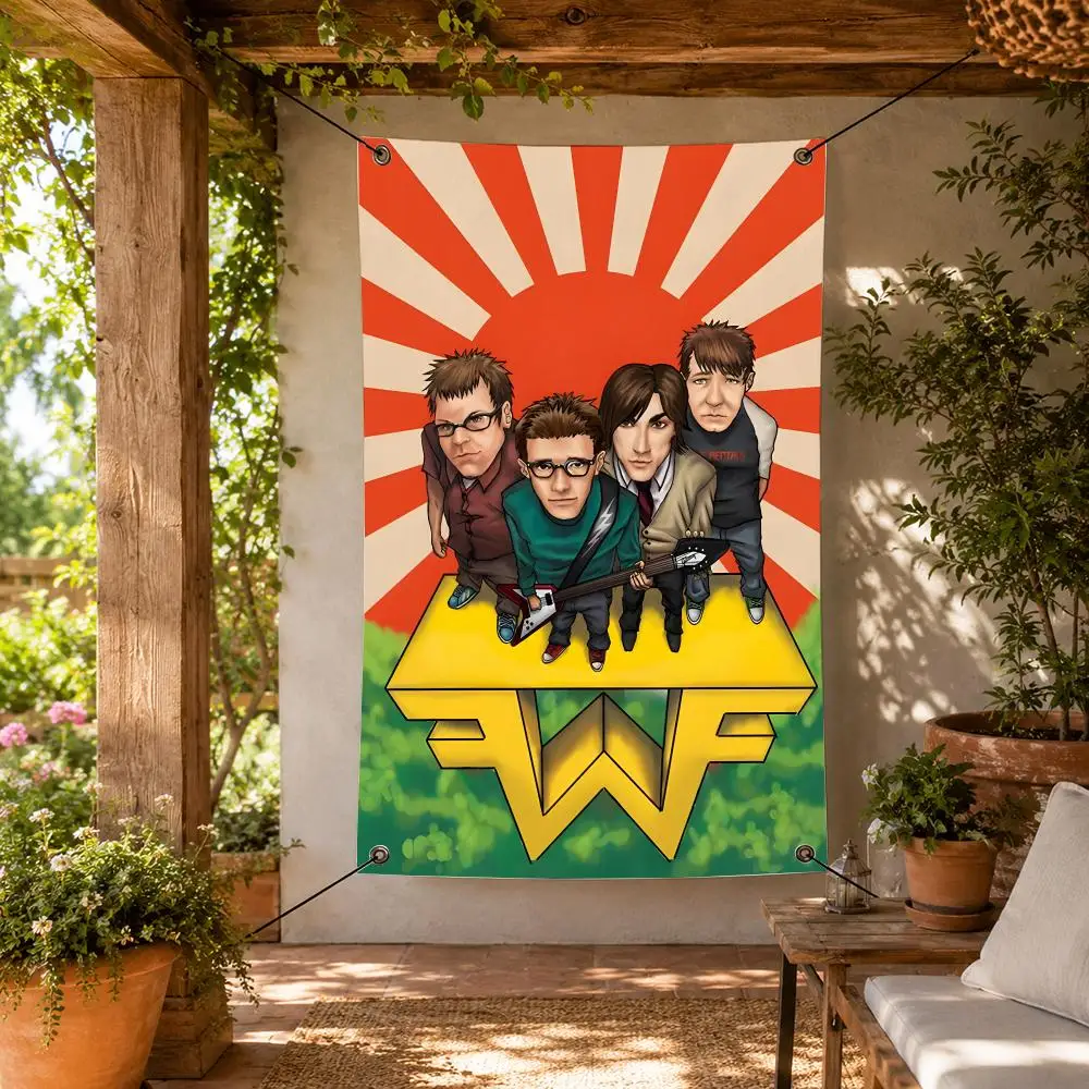 Band W-Weezer Flags Decorative Flag Banner for Indoor Outdoor Wall Garden Yard Porch Patio Home Party Decor
