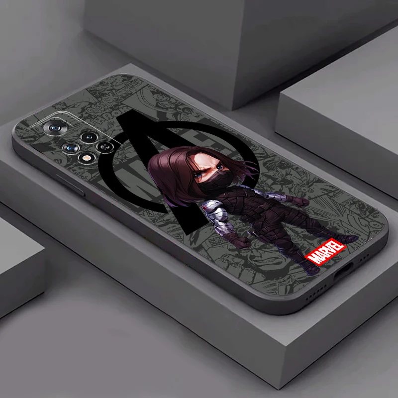 Capa de telefone de silicone líquido Bucky Barnes e Capitão América, capa para Xiaomi Mi 13, 12, 12s, Mi 11, 11T, 10S, 10 Pro, Ultra Lite