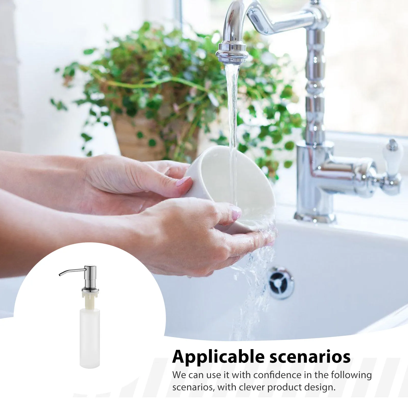 1pc Soap Dispenser Pump Durable Stainless Steel for Kitchen Sink Liquid Soap Holder 350ml Bottle Home Restaurant Supplies