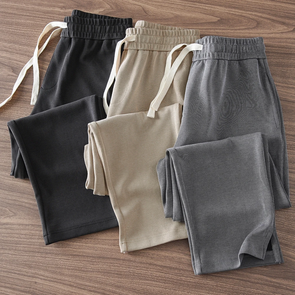 

Новые мужские трикотажные спортивные брюки с высокой эластичностью и прямыми штанинами, осенний сезон, повседневные брюки длиной 7/8, молодежные, стильные