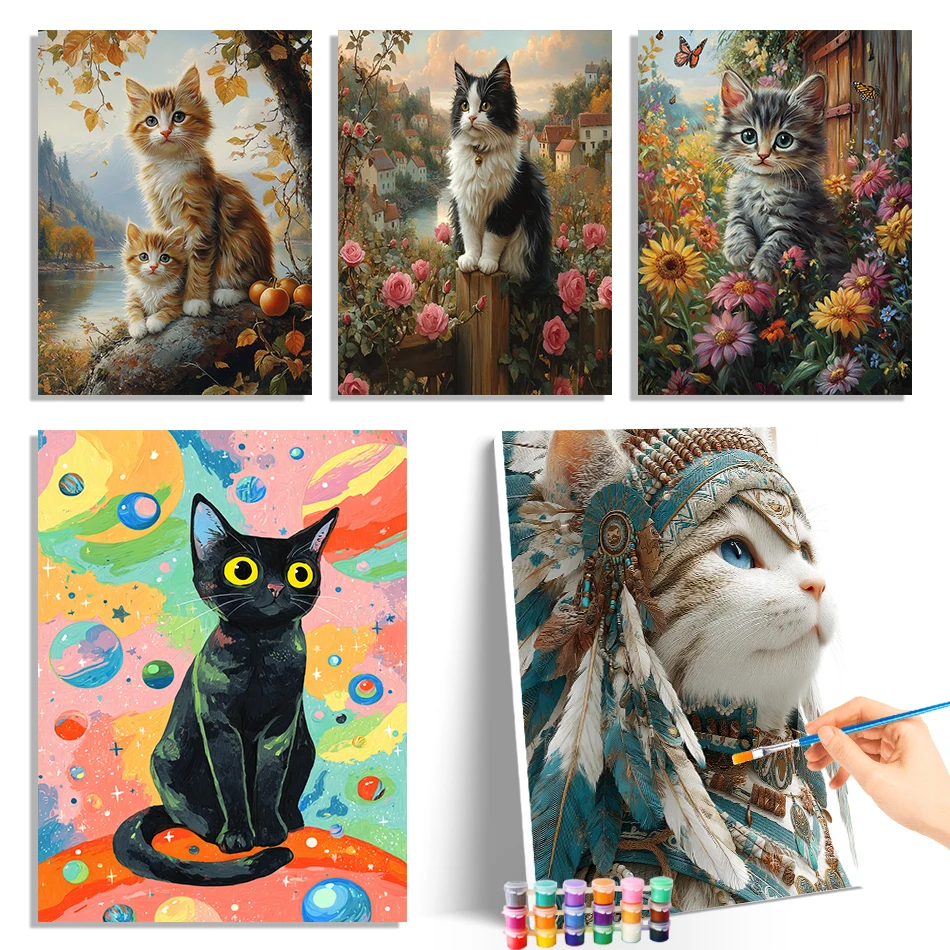 

GATYZTORY Painting By Numbers Coloring For Adults cat Arts Crafts Picture Paint Acrylic Modern Artwork Drawing Canvas Home Decor