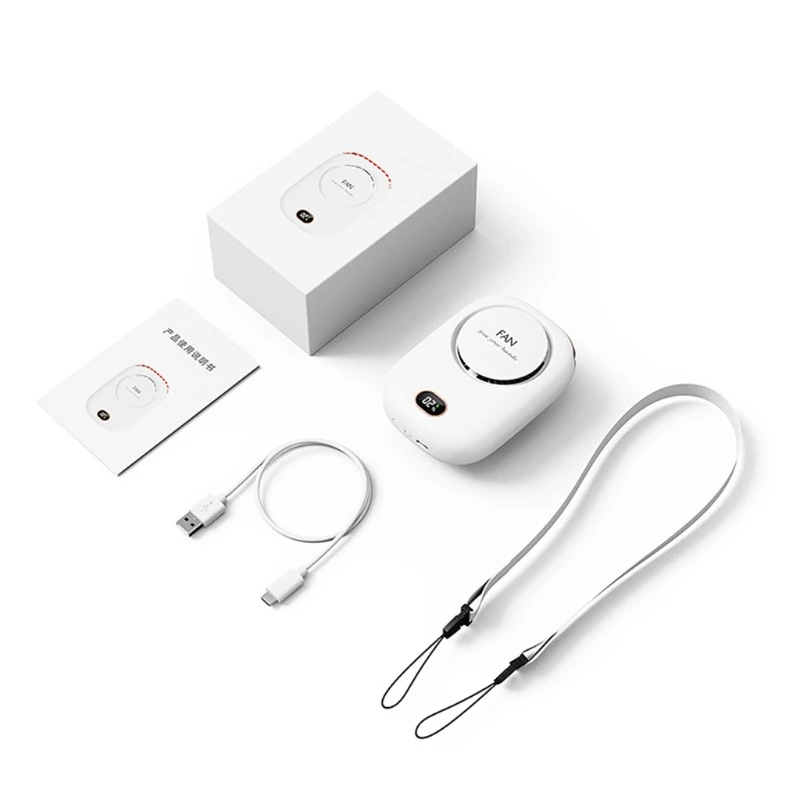 Дисплей мощности, подвесной шейный вентилятор, небольшой USB-вентилятор, перезаряжаемый портативный бесшумный вентилятор, Прямая