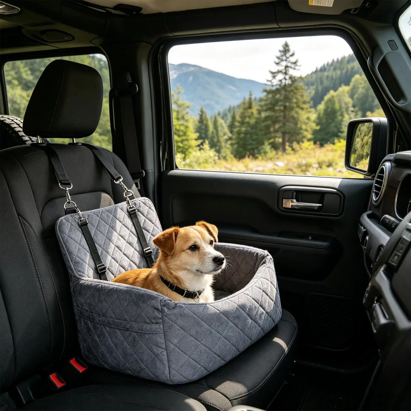 

Pet Car Seat All-Weather Scratch-Proof Vehicle Small Medium Dog Seat For Truck Sedan Pickup RV Family Road Trip Daily Outing