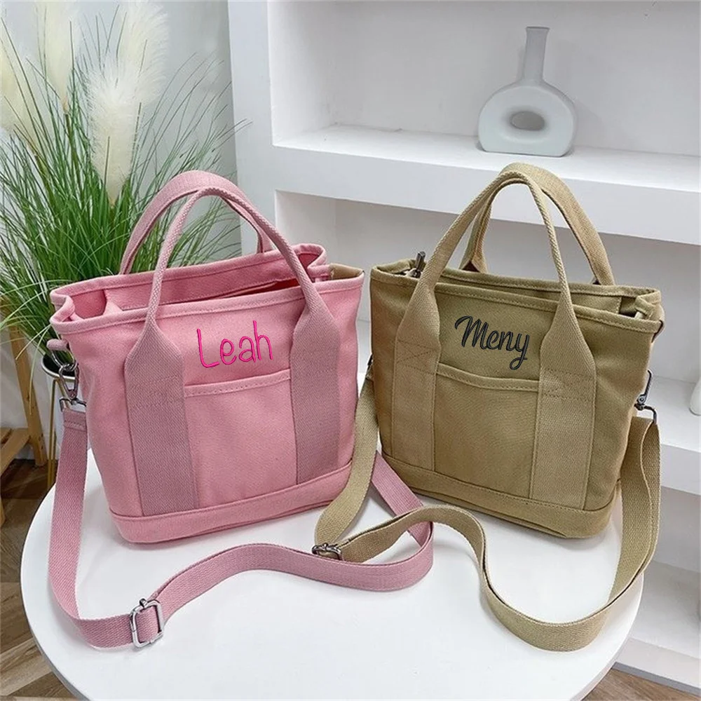 Women Men Shoulder Crossbody Bag Large Canvas Messenger Bags for Student Embroidery Custom Book Bags Female Handbags Satchels