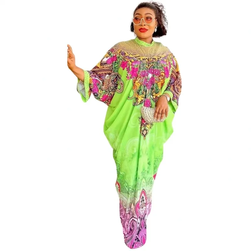 

African Dresses for Women Elegant Muslim Print Boubou Abayas Robe Dashiki Traditional Africa Clothes Ankara Outfit Evening Gowns