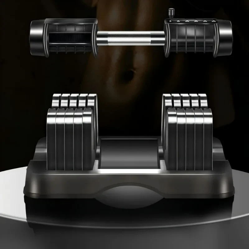 

Black Rubber Adjustable Dumbbells Weight Adjustment for Muscle Training and Custom Packaging Home Gym Fitness Gear 24kg