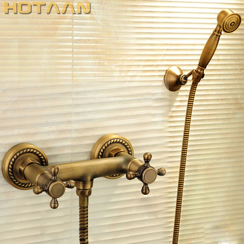 . Antique Brass Bathroom Bath Wall Mounted Hand Held Shower Head Kit Shower Faucet Sets YT-5315