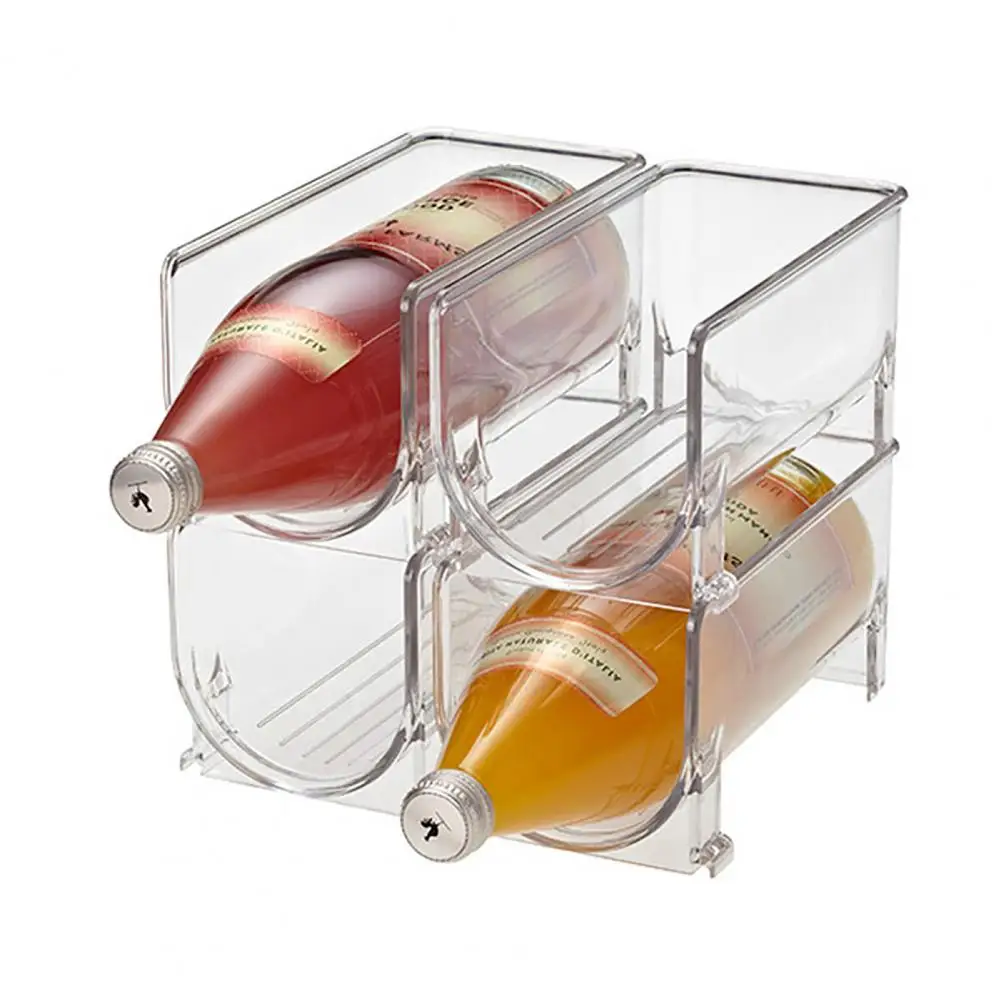 Soporte para vino, estante de almacenamiento, estante para vino acrílico apilable, soporte para latas de cerveza, cocina, refrigerador, organizador de botellas transparente de pie