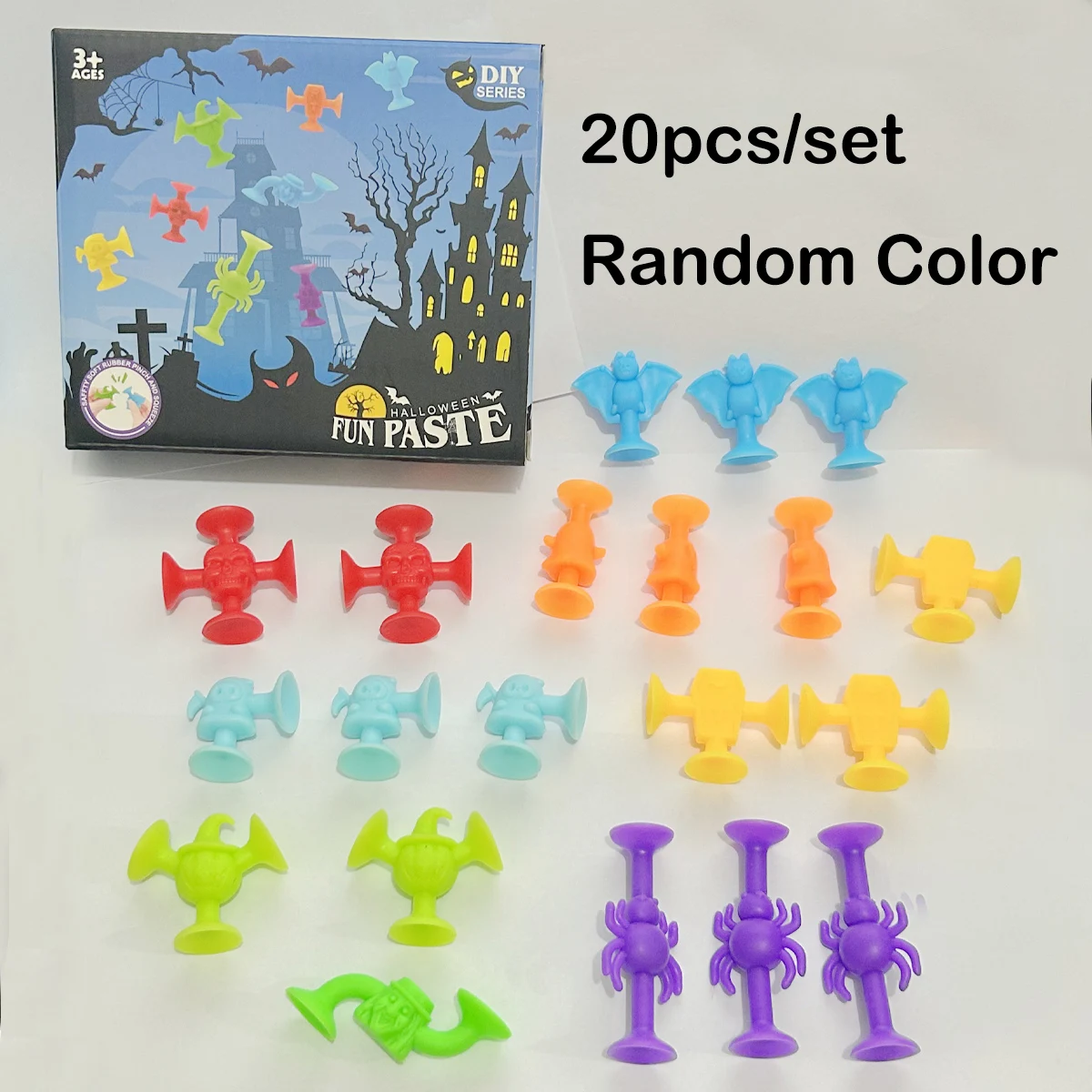 Halloween Themed Suction Cup Building Toys, Multicolored Suckers for Playroom, Bath & Travel, Stacking Toy, Gift For Halloween