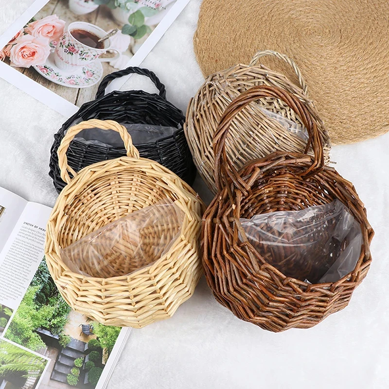 Wicker Woven Hanging Basket Wall Hanging Planter Flower Wicker Basket Handmade Rattan Basket For Home Decor Garden Wedding