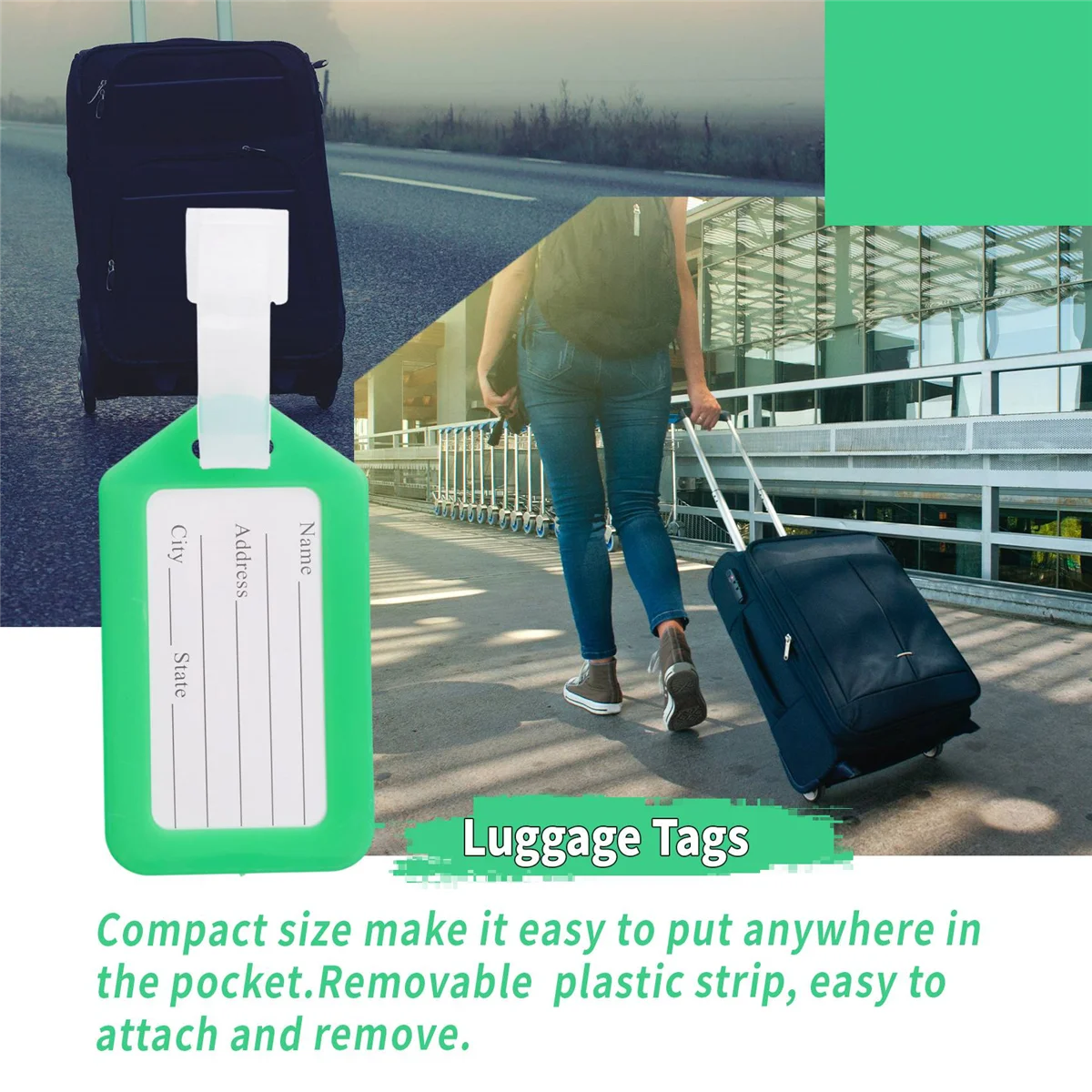 Luggage Tags Suitcase Identifier Label Accessories - green