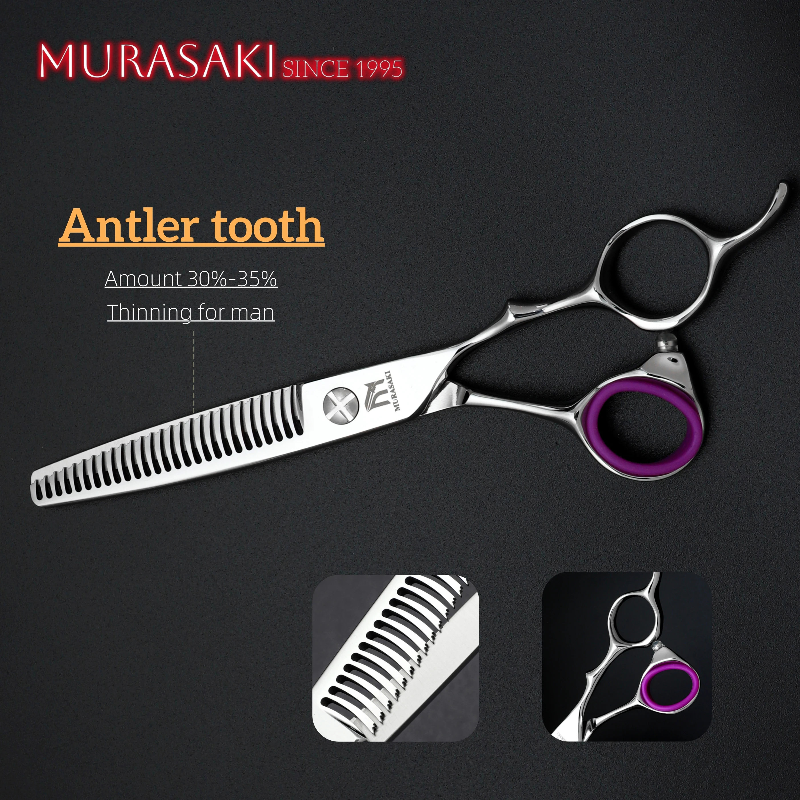 MURASAKI Professionelle Haarausdünnungsscheren, 6-6,8 Zoll Hitachi 440C Stahl-Friseurscheren, hochwertige Haarschneidewerkzeuge für den Salon – Detail 28