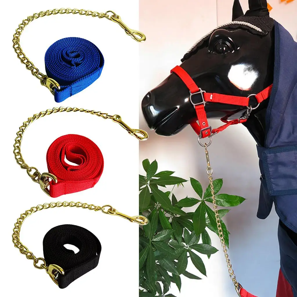 Polypropylene Braided Horse Rein Chain Bridle Lead Leash with Copper Loop for Horses Pony Cob Leading
