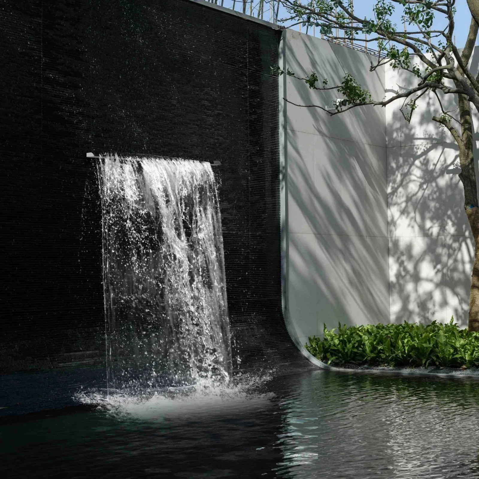 

Stainless Steel Waterfall Spillway, 12" Wide Flow Pool Fountain w/ Multi-Color LED Lights & Cleaning Kit, Garden Decor Fountain