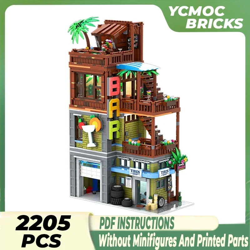 Modular City Model Moc Building Bricks Cocktail Bar And Tire Shop Technology Blocks Gifts Christmas Toys DIY Sets Assembly