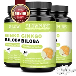 Ginkgo Biloba Capsules for Booster Brain Cognitive Function, Memory, Relieve Anxiety Depression, Mood Balance