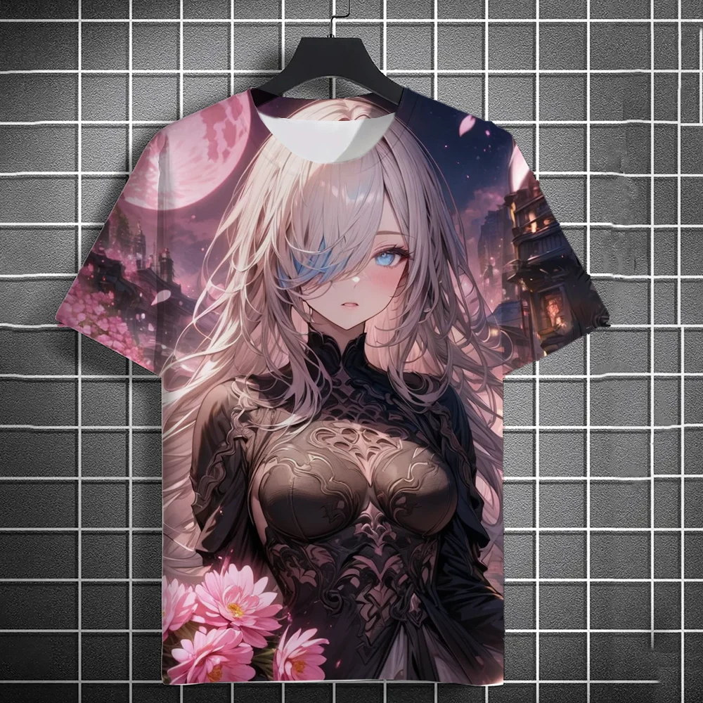 Fashion Summer Anime Girl 3D Print T-Shirts Streetwear Men Casual Oversized O-Neck Short Sleeved T Shirt Tees Tops Clothing