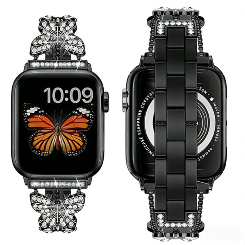 Verstellbares Metallarmband für Damen, kompatibel mit Apple Watch-Armbändern 38-49 mm, Ultra/SE/11-1 (Gehäuse und Uhr nicht im Lieferumfang enthalten).