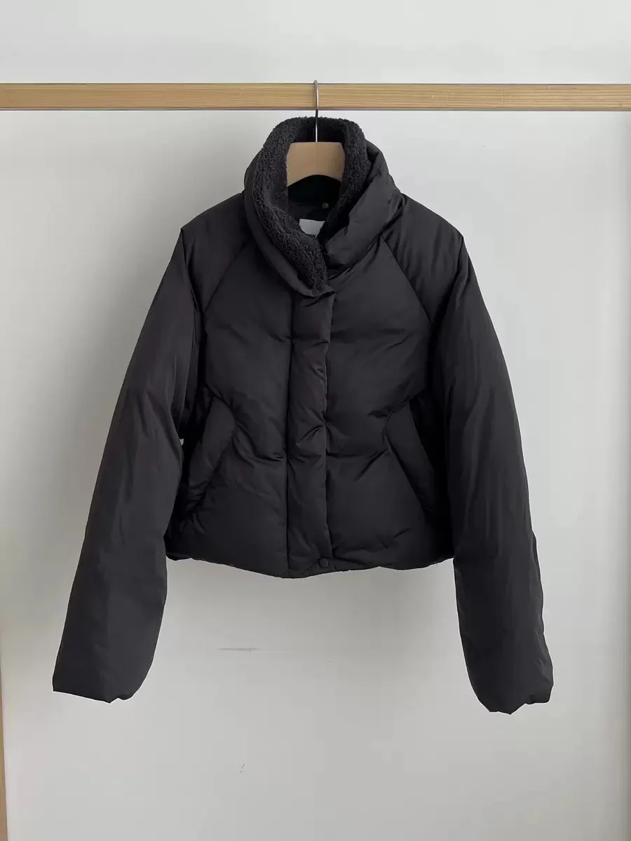 بسيطة ركاب Sle انفصال الفراء طوق ort down Jaet PREON شتاء جديد وصول دافئ سستة إغلاق لون نقي المرأة... #2