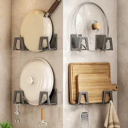 Kitchen Pot Lid Rack Sponge Holder Soap Drying Rack Self Adhesive Sink Drain Racks Storage Racks Hooks Kitchen Stroge Organizer