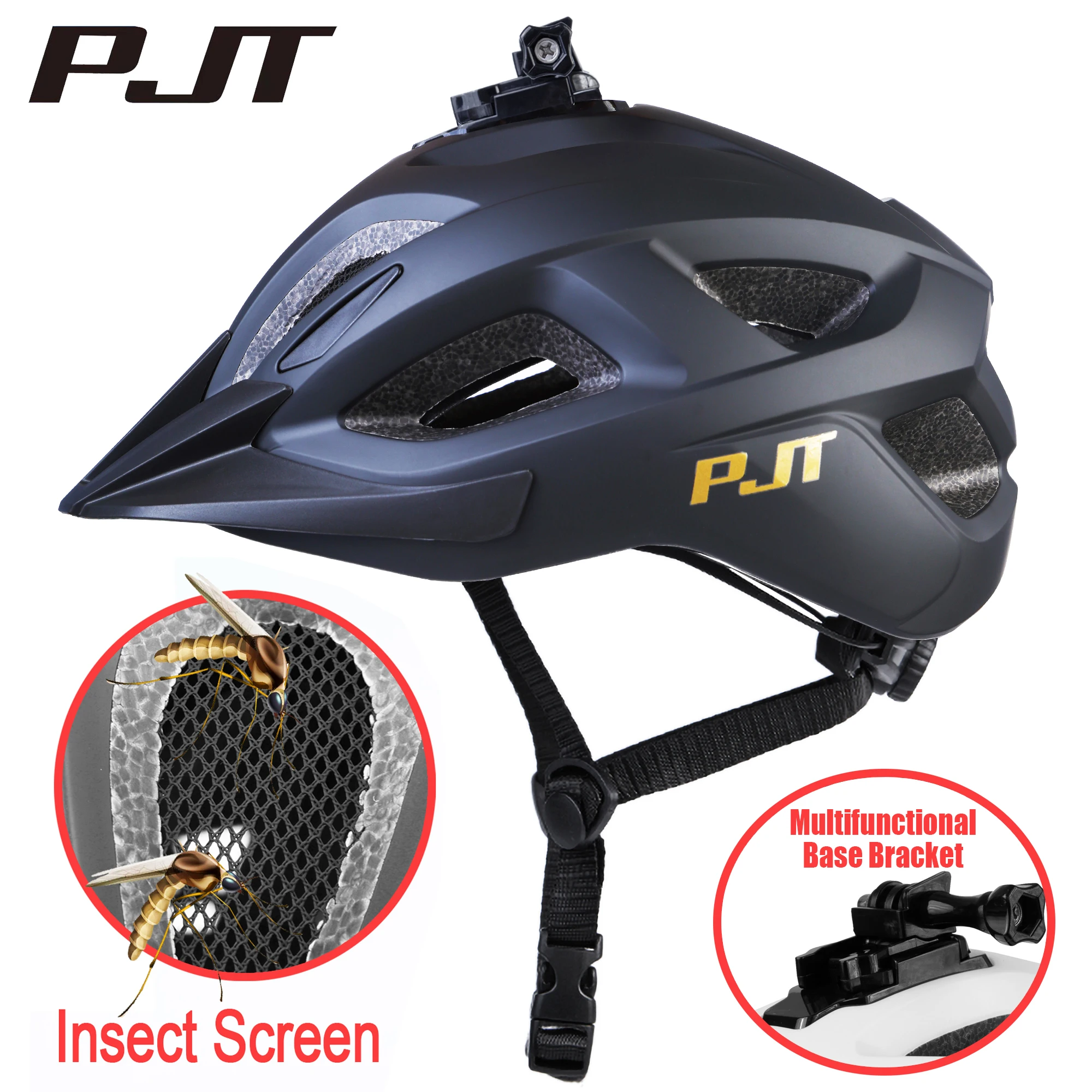 

PJT Insect Screen Adult Bicycle Helmet MTB Road Cycling Multifunctional Base Bracket For Sports Cameras / Headlights Bike Helmet