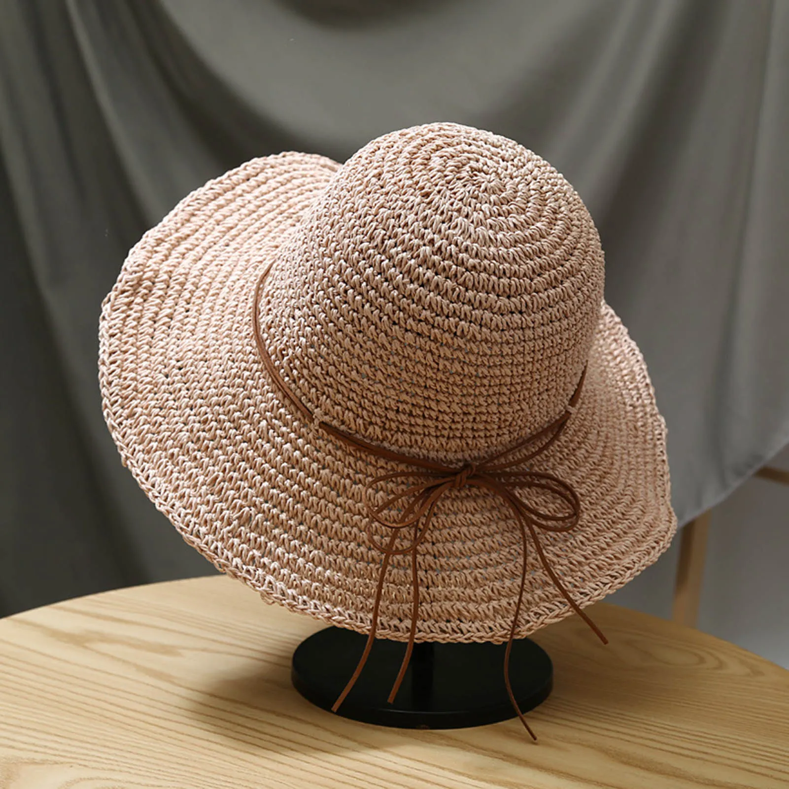 

Womens Summer Straw Sun Hat UV Protection Foldable Solid Color Ultra-light Hat for Summer Spring Fall Beach PR Sale